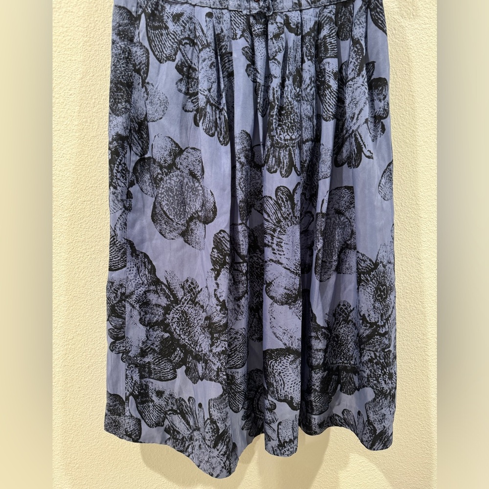 Anthropologie Blue Floral A-Line Skirt - Picture 6 of 16